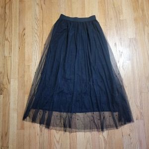 Black Tulle Skirt w/ Beaded Embellishments